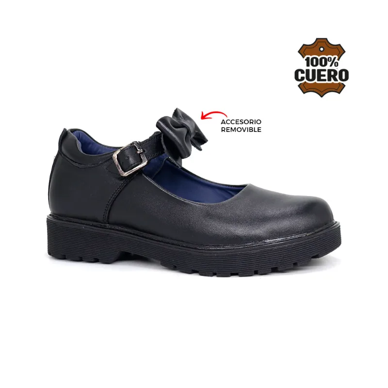 Zapatos Escolares Cuero Mujer LAZO-MV26Q1J NEGRO 34