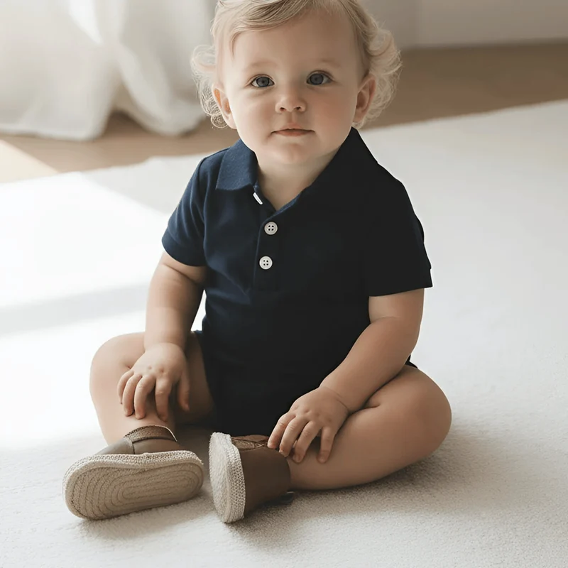 Love Henry Baby Boys Polo Romper - Navy Navy / 3/6m
