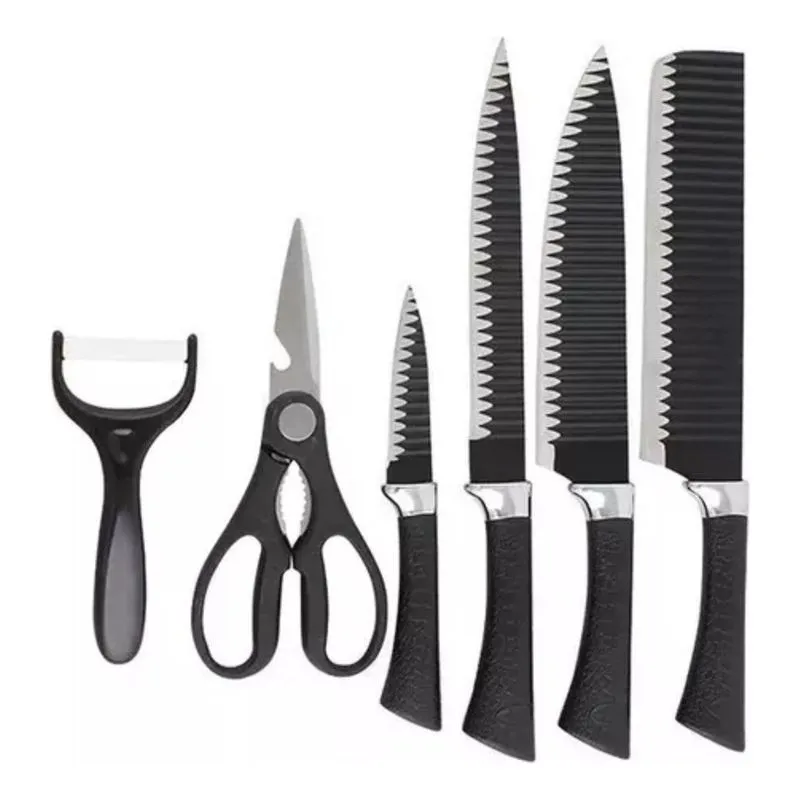 Jogo De Facas Kit 6 Peças Chef Cozinha Aço Inoxidável Linha Churras Cozinhar