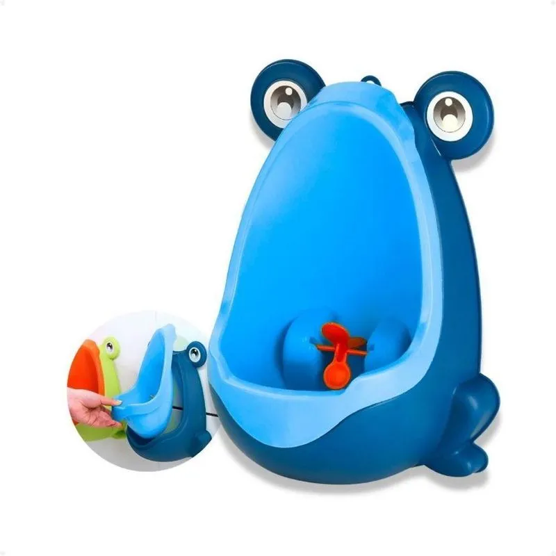 Mictório Infantil Sapinho Troninho Penico Com Ventosas E Moinho De Vento Azul Oem