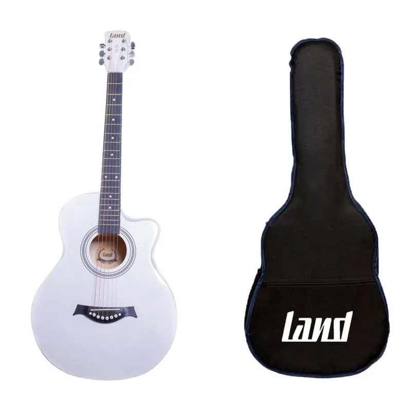 Kit Violão Land Acustico Aço Branco La-39wh + Capa