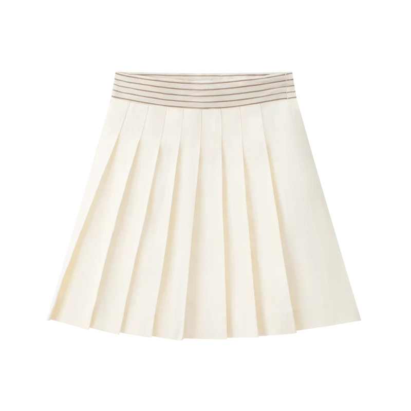 COCO BLANC CREAM STRIPE TRIM PLEAT SKIRT [FINAL SALE] 6