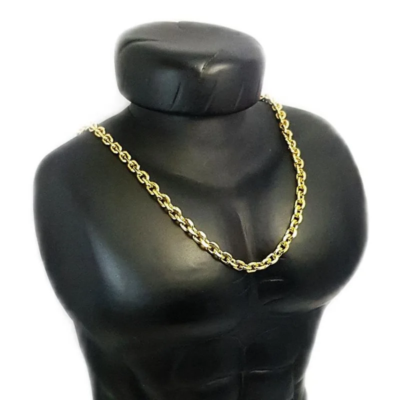 Cordão Colar Cadeado Cartier 5mm Banhado A Ouro 18k