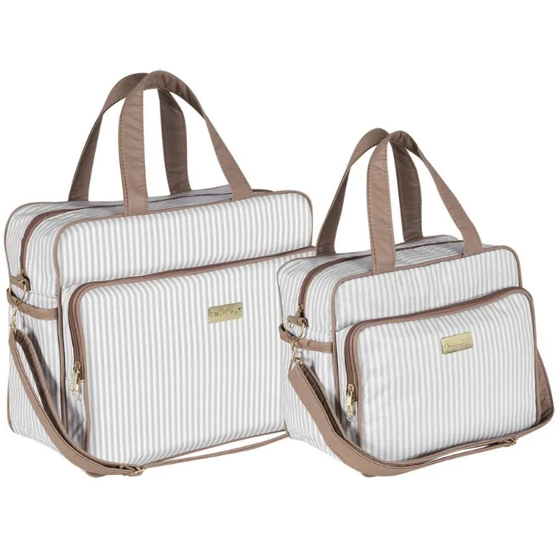 Kit Bolsas Maternidade Cinza E Bege Cream Plike Baby Lscnz