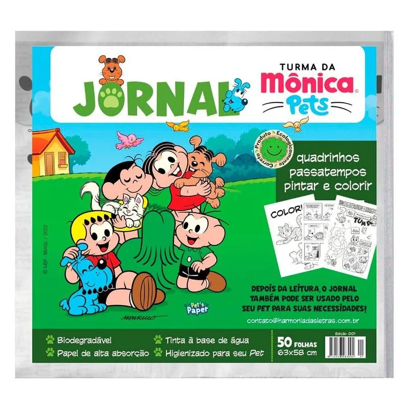 Jornal Higiênico Turma Da Mônica Pets - 50 Folhas
