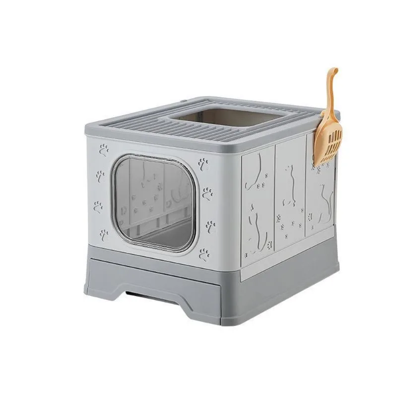 Banheiro Premium Para Gato Fechado Com Anti Odor - Cinza