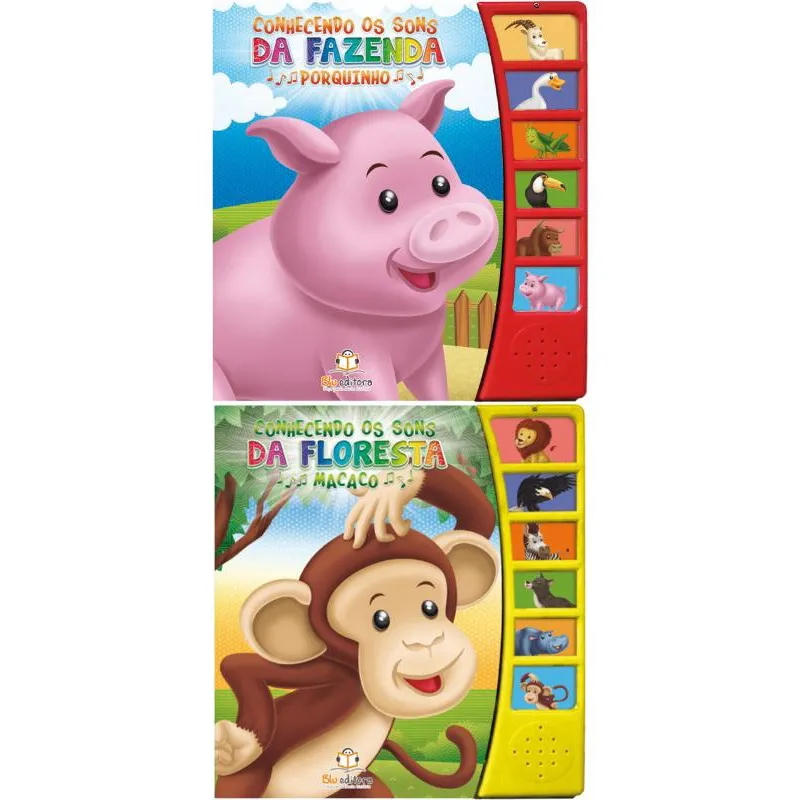 Livros sonoros Conhecendo Os Sons: Porquinho + Macaco - 2 vol