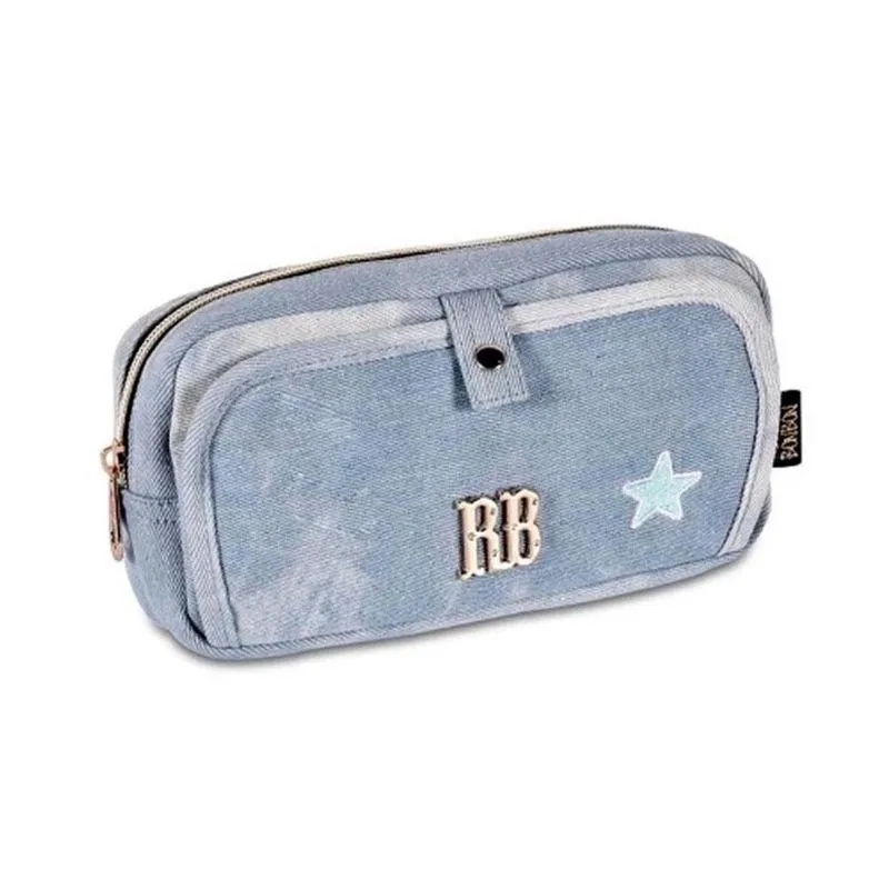 Estojo 2 Divisórias Juvenil Jeans Azul Claro Rebecca Bonbon
