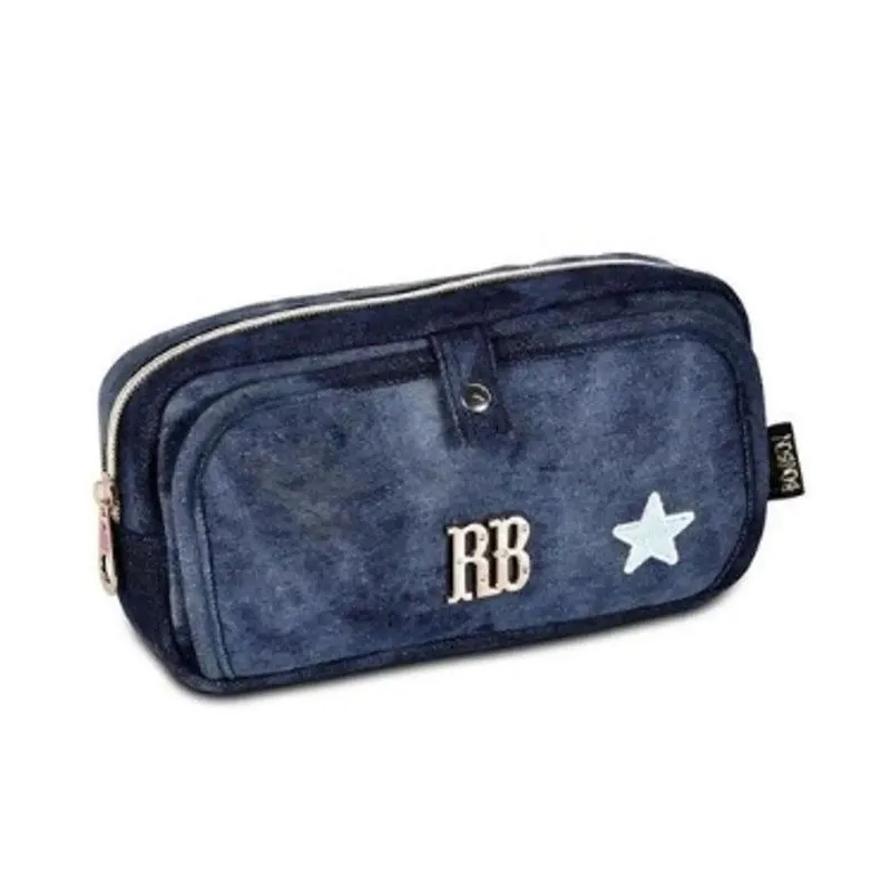 Estojo 2 Divisórias Juvenil Jeans Azul Escuro Rebecca Bonbon