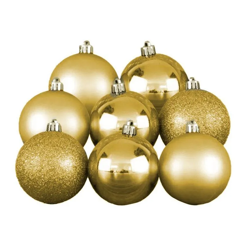 Kit Bola De Natal 8cm Ouro Brilho/fosco/glitter 8und Cromus