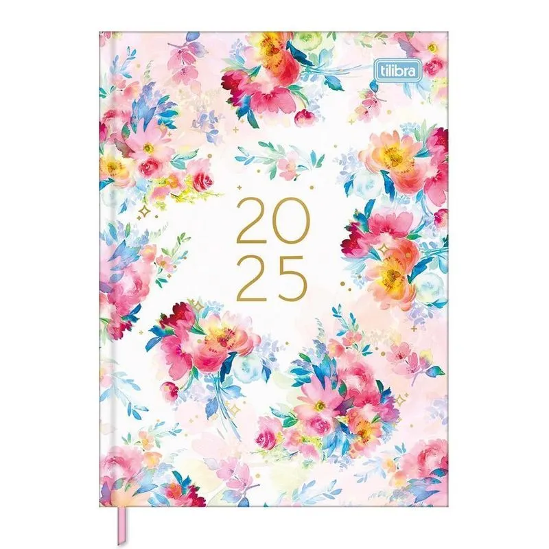 Agenda 2025 Diária Feminine Floral Azul Tilibra