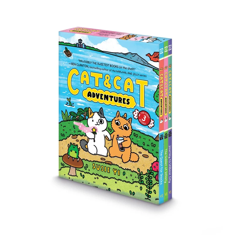 Cat & Cat Adventures #1-3: A Graphic Novel 3-Book Box Set: The Quest for Snacks, The Goblet of Infinity, Journey Into Unibear City (Cat & Cat Adventures) Paperback