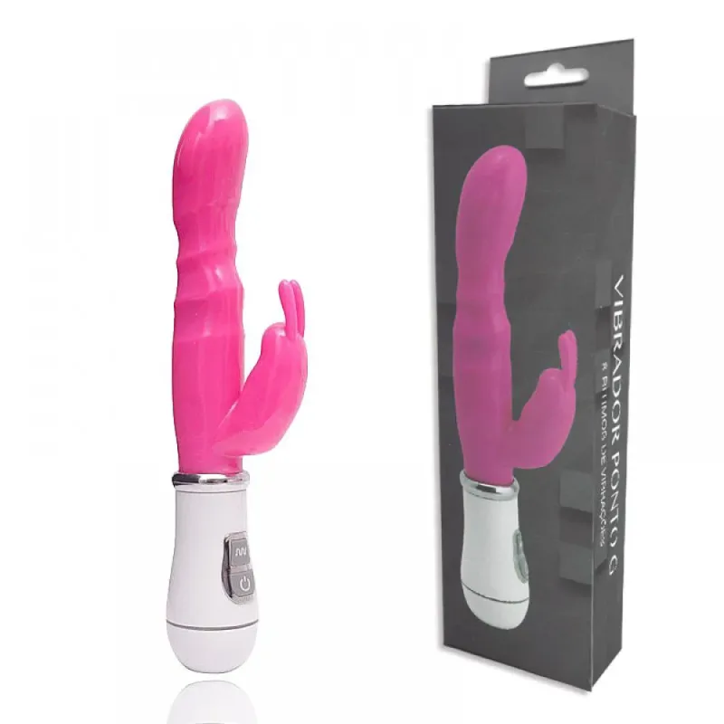 Vibrador ponto G com 8 Vibrações e Estimulador Clitoriano RECARREGÁVEL - MAGENTA - VIP PG015R