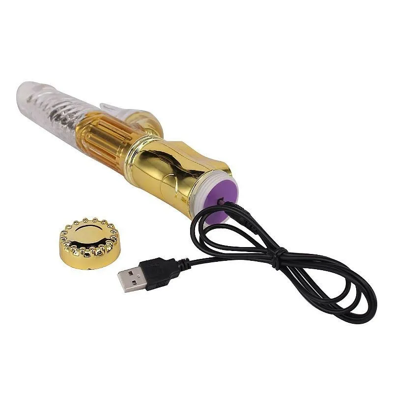 Vibrador Rotativo RECARREGÁVEL com 8 Níveis de Rotação e 36 Vibrações DOURADO 5278 / RT002R