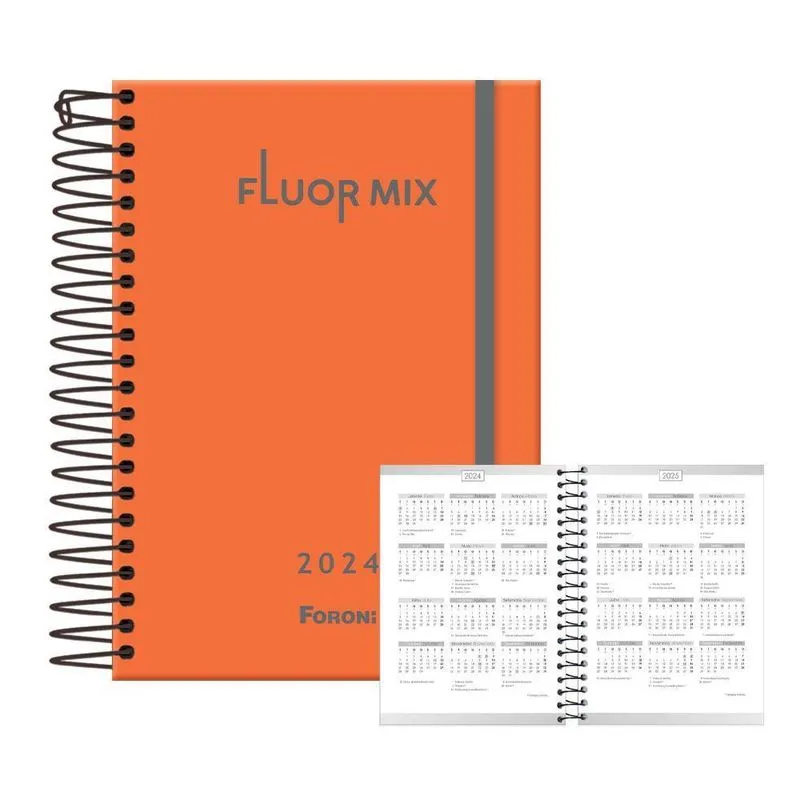 Agenda 2024 Diaria Esp 176fls Fluor Mix Laranja Foroni