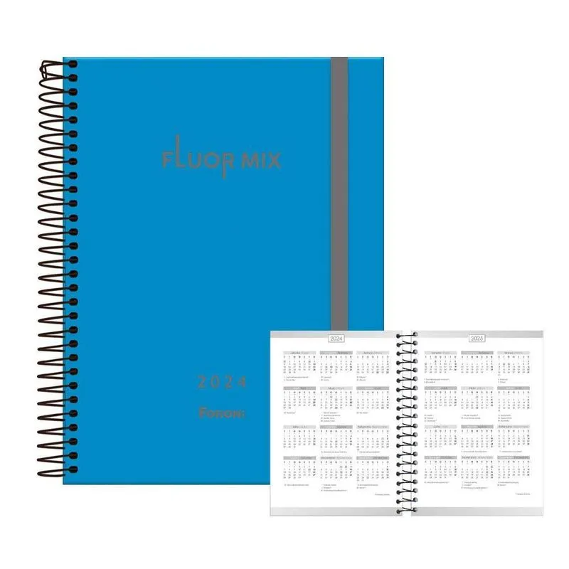Agenda 2024 Diaria Esp 176fls Fluor Mix Azul Foroni