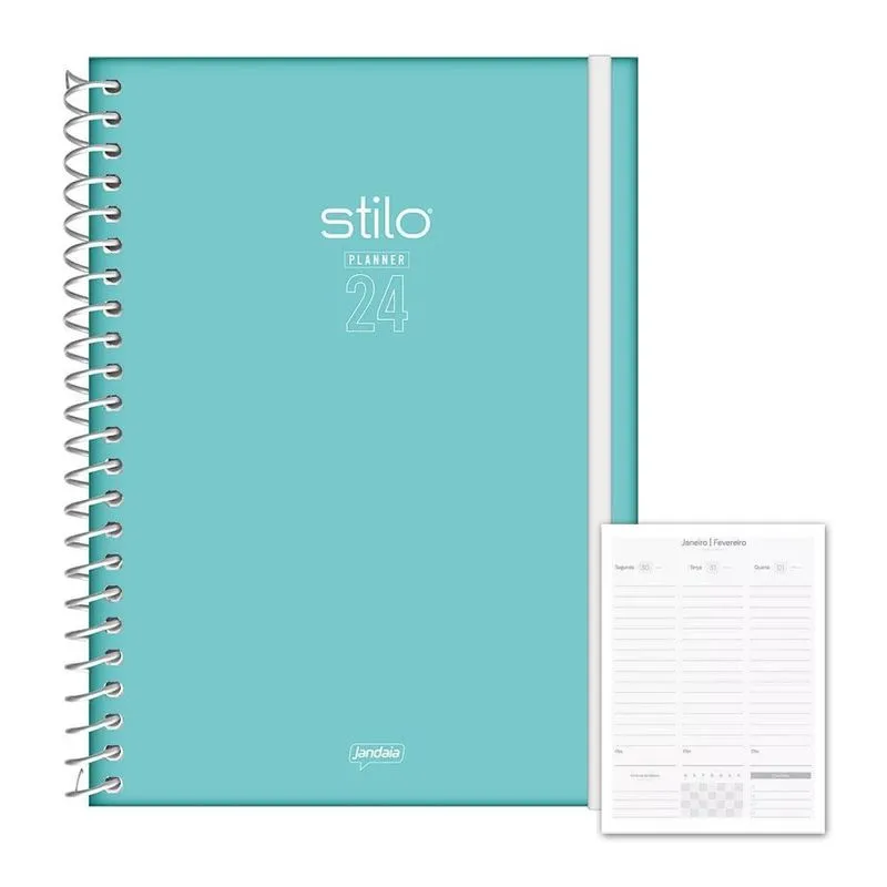 Agenda Planner 2024 Semanal 160fls Turquesa Stilo Jandaia