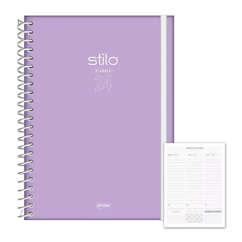 Agenda Planner 2024 Semanal 160fl Lilás Pastel Stilo Jandaia