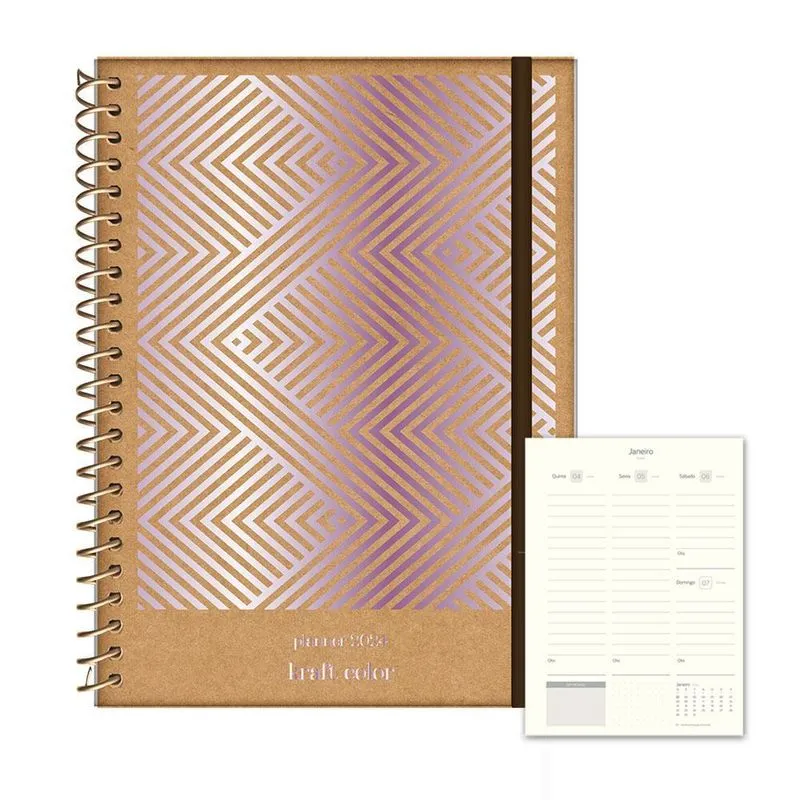 Agenda Planner 2024 160 Pag. Roxo Kraft Color Jandaia