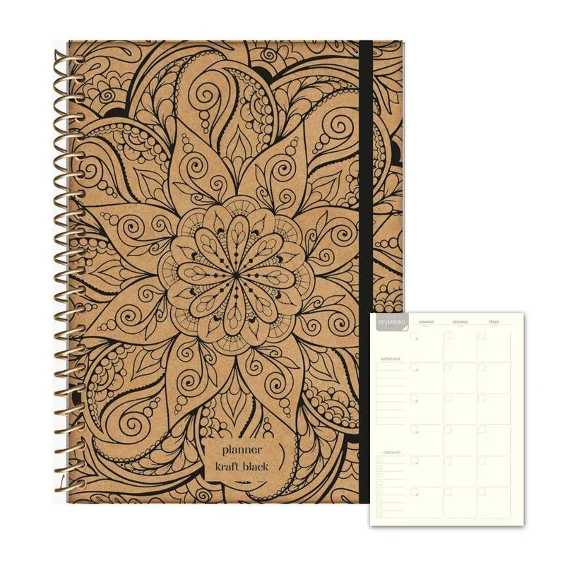 Agenda Planner 2024 160 Pag. Mandala Kraft Black Jandaia
