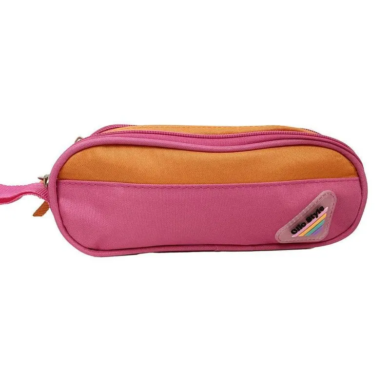 Estojo 2 Divisórias Bicolor Rosa/Laranja Clio Style