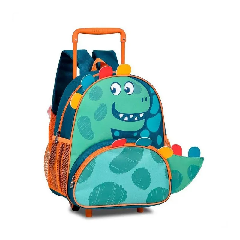 Mochila Rodinhas Mini Pets Dinossauro Verde Clio Style