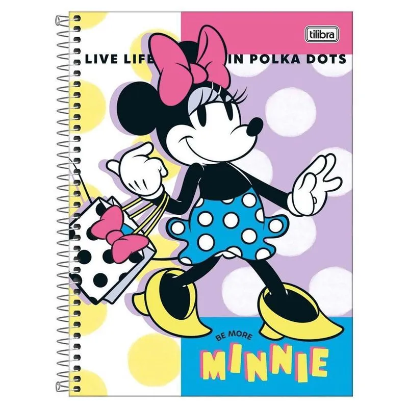 Caderno Univ 10 Matérias 160Fls Minnie Polka Dots Tilibra