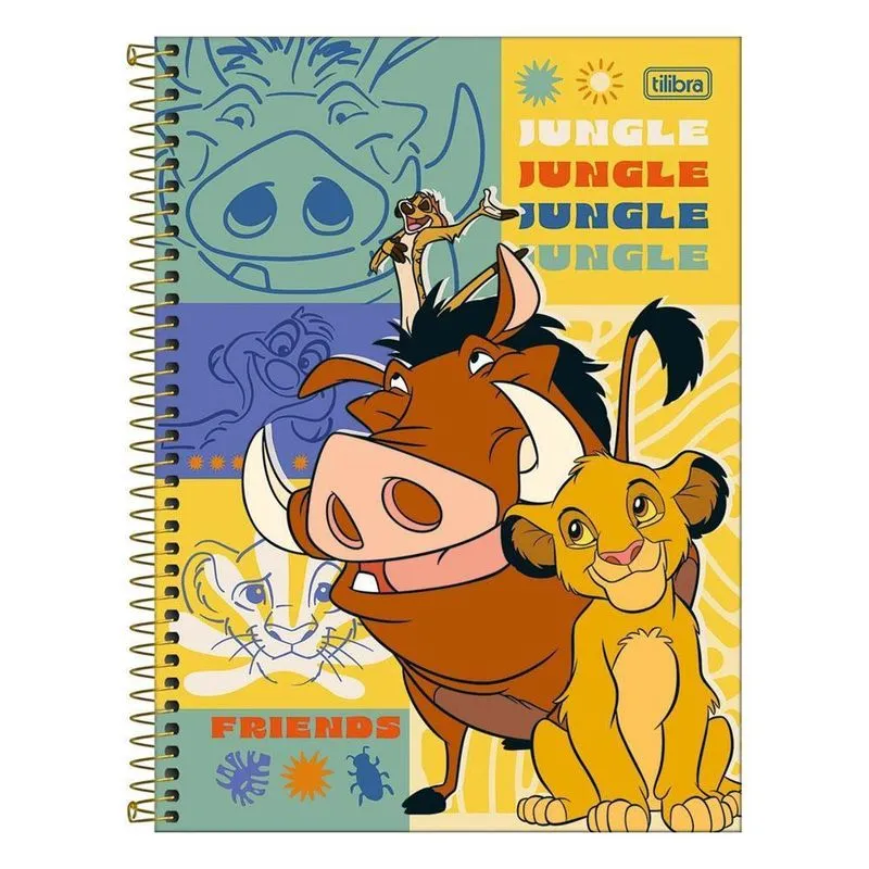 Caderno Univ 1 Matéria 80Fls Rei Leão Timão E Pumbra Tilibra