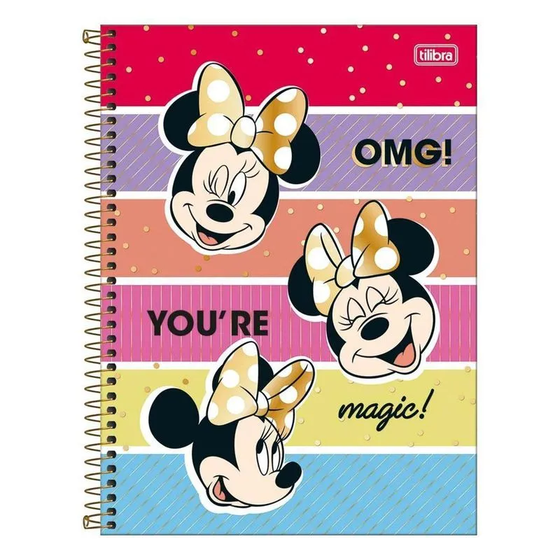 Caderno Univ 12 Matérias 192Fls Minnie Mouse Listras Tilibra