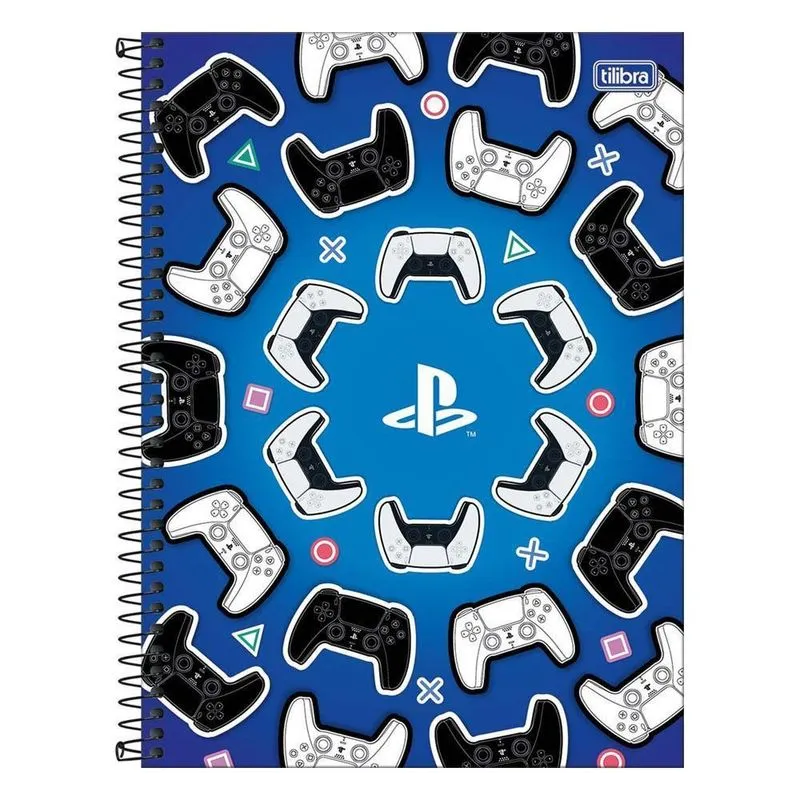 Caderno Univ 1 Matéria 80Fls Playstation Azul Tilibra