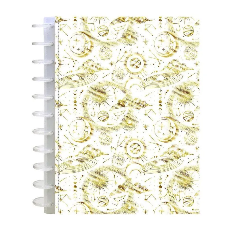 Caderno Universitário 160Fls Myst Branco Dourado 10Mat Kit