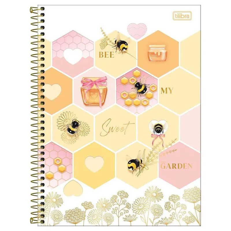 Caderno Univ 10 Matérias 160Fls Honey Bee Garden Tilibra