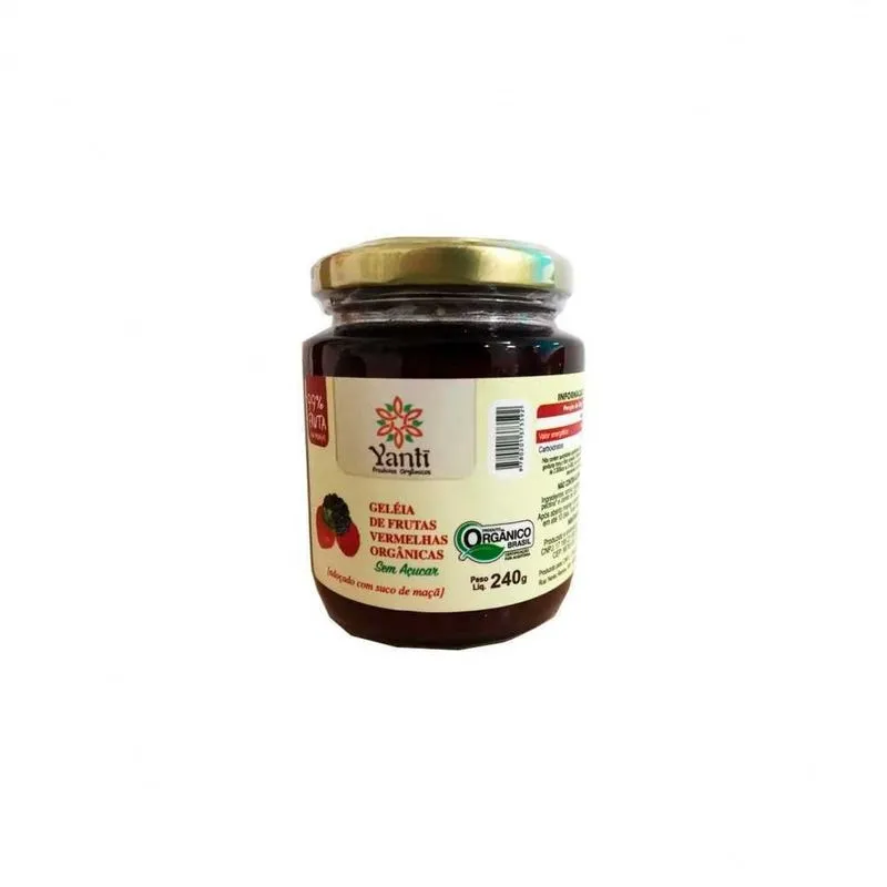Geleia De Frutas Vermelhas Orgânica Zero Açúcar Yanti 240g