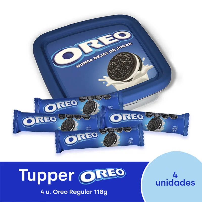Galletitas X 4 Unidades De 118 Grs C/u Y Tupper Oreo