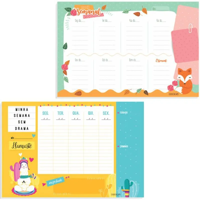 Kit 2 Bloco De Anotação Planner Semanal 30 Folhas 23x15,5cm