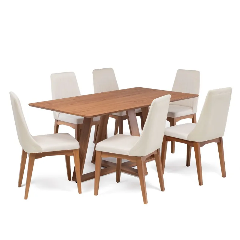 Comedor 6 Sillas Pazart Muebles Elsie Natural Beige & Mox