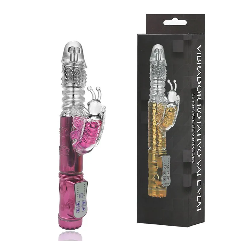 Vibrador Rotativo Vai e Vem Estimulador Clitoriano Borboleta RECARREGÁVEL 36 Vib ROXO ou DOURADO. - VIPMIX - RT020/5279
