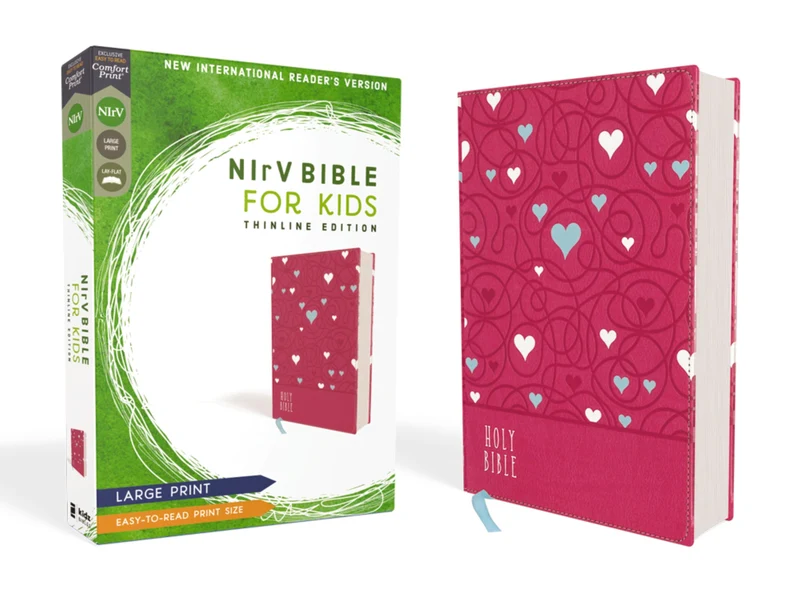 NIrV, Bible for Kids, Large Print, Leathersoft, Pink, Comfort Print: Thinline Edition Hardback