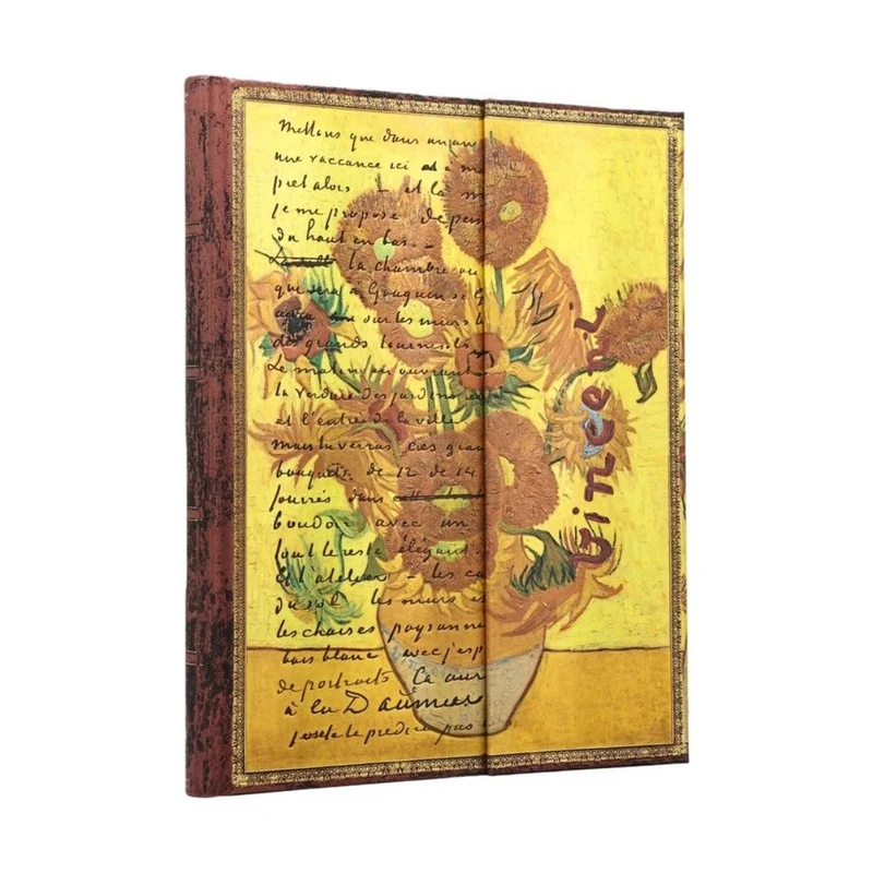 Caderno Pautado Capa Dura Ultra Van Gogh, Sunflowers 18x23cm 144 Páginas 120g/m² - Paperblanks