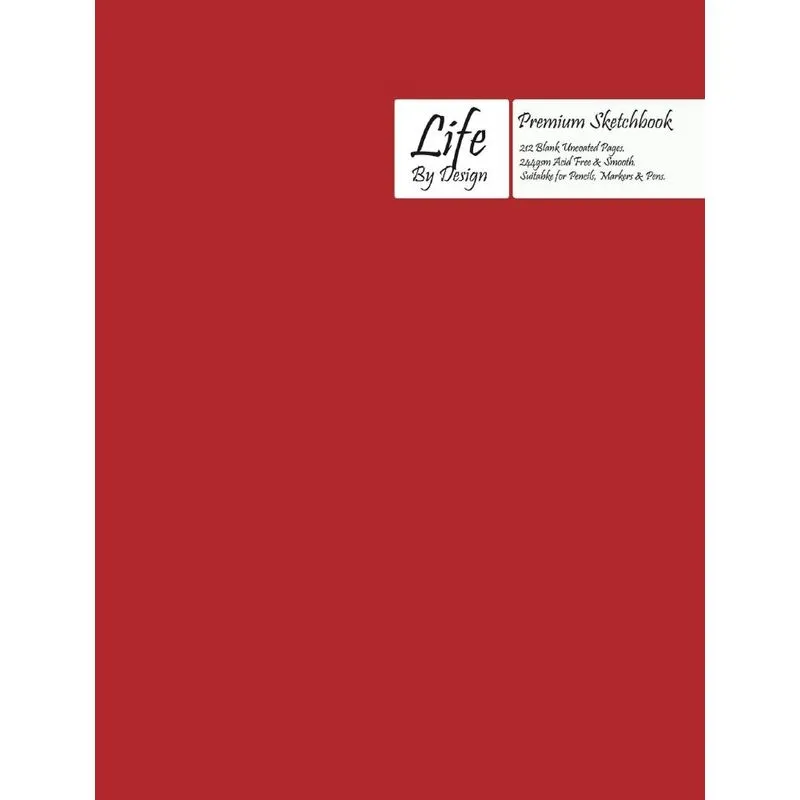 Premium Life by Design Sketchbook Large (8 x 10 Inch) Uncoated (75 gsm) Paper, Red Cover