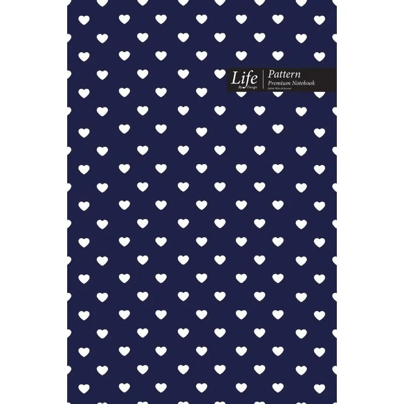 Hearts Pattern Composition Notebook, Dotted Lines, Wide Ruled Medium Size 6 x 9 Inch (A5), 144 Sheets Blue Cover