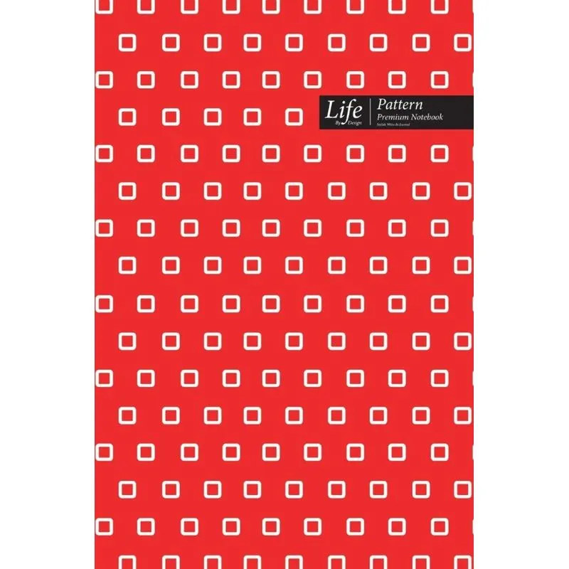 Square Pattern Composition Notebook, Dotted Lines, Wide Ruled Medium Size 6 x 9 Inch (A5), 144 Sheets Red Cover