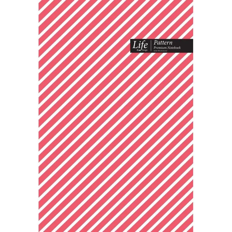 Striped Pattern Composition Notebook, Dotted Lines, Wide Ruled Medium Size 6 x 9 Inch (A5), 144 Sheets Pink Cover