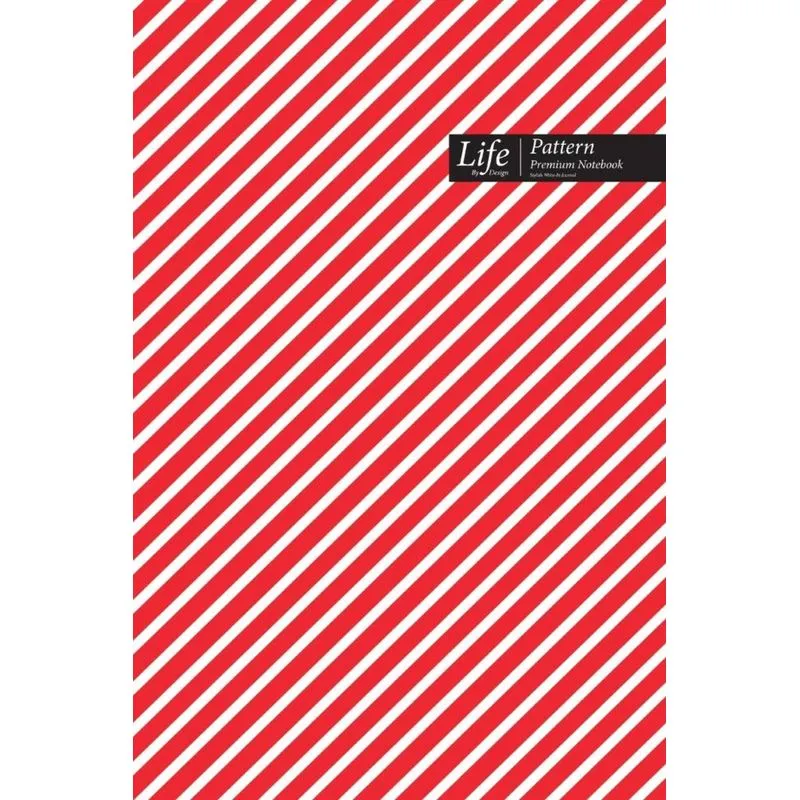 Striped Pattern Composition Notebook, Dotted Lines, Wide Ruled Medium Size 6 x 9 Inch (A5), 144 Sheets Red Cover