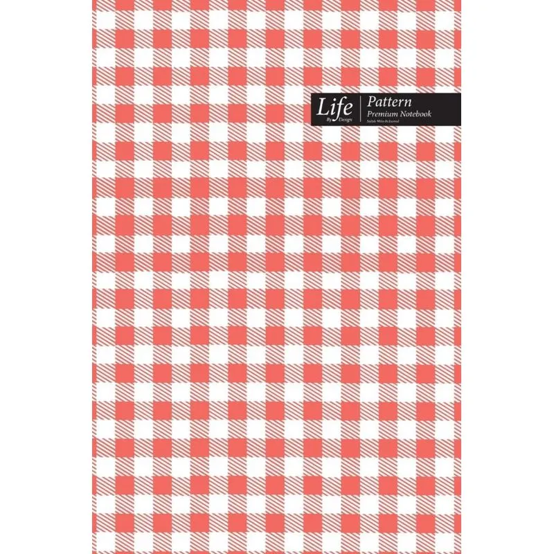 Tartan Pattern Composition Notebook, Dotted Lines, Wide Ruled Medium Size 6 x 9 Inch (A5), 144 Sheets Pink Cover