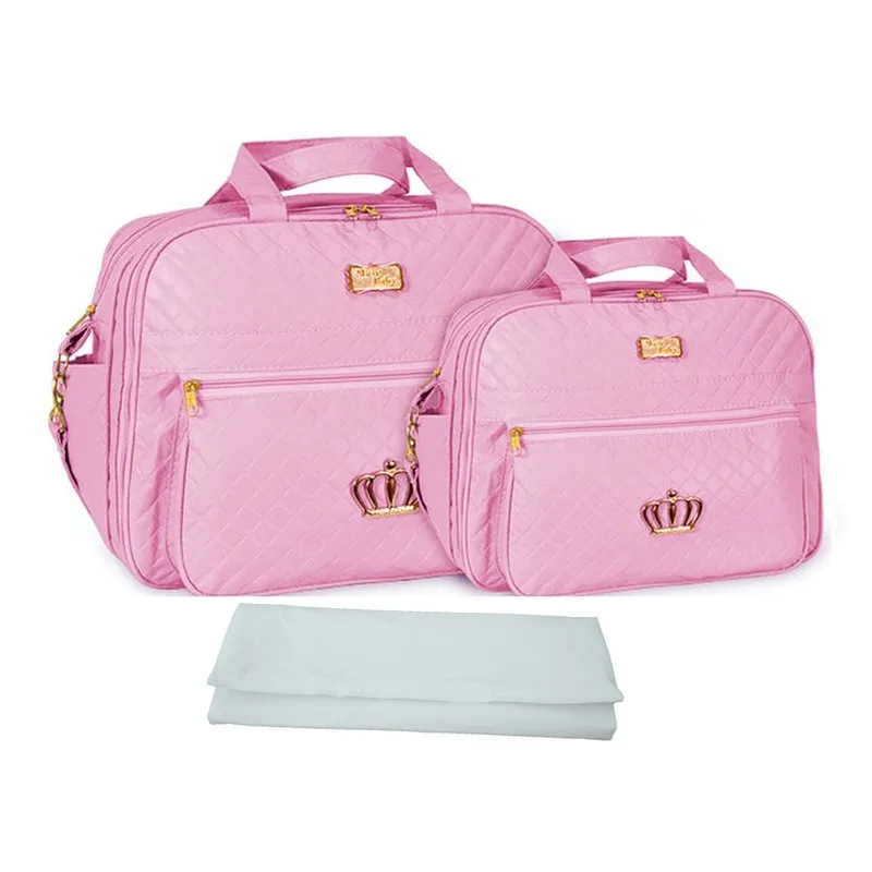 Kit Bolsa Bebê Maternidade Rosa 20ol08 Com Trocador Tr