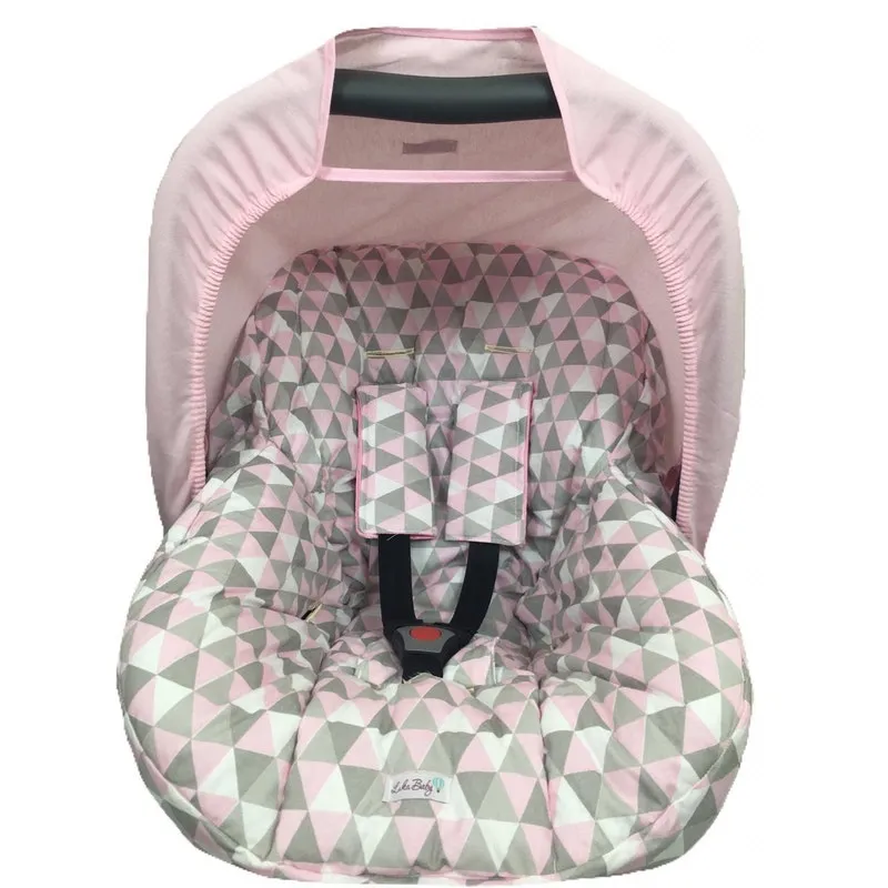 Capa E Capota Bebê Conforto + Apoio De Cinto Bandeirola Rosa