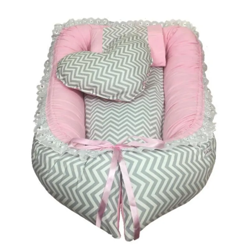 Ninho Para Bebê Chevron Cinza E Rosa