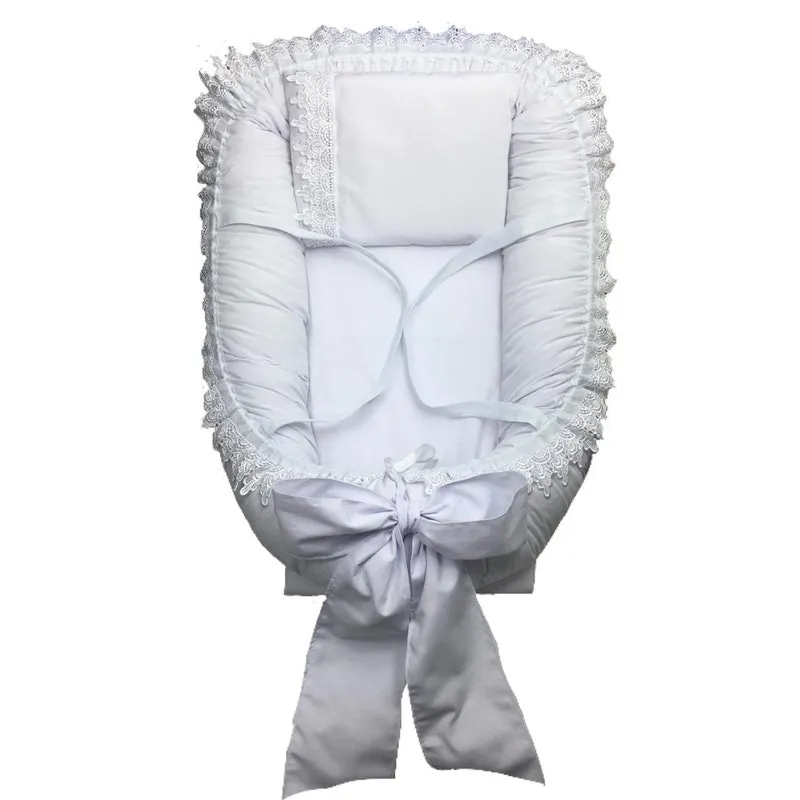 Ninho Para Bebê Gruipir Com Laço E Alça Branco Lika Baby