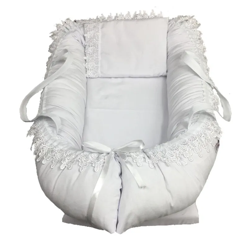 Ninho Para Bebê Guipir Com Branco Com Alça Lika Baby
